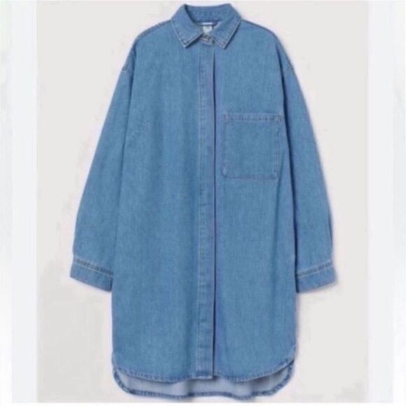 H&M Denim Blue Oversized Dress (Size XS) - Picture 2 of 8
